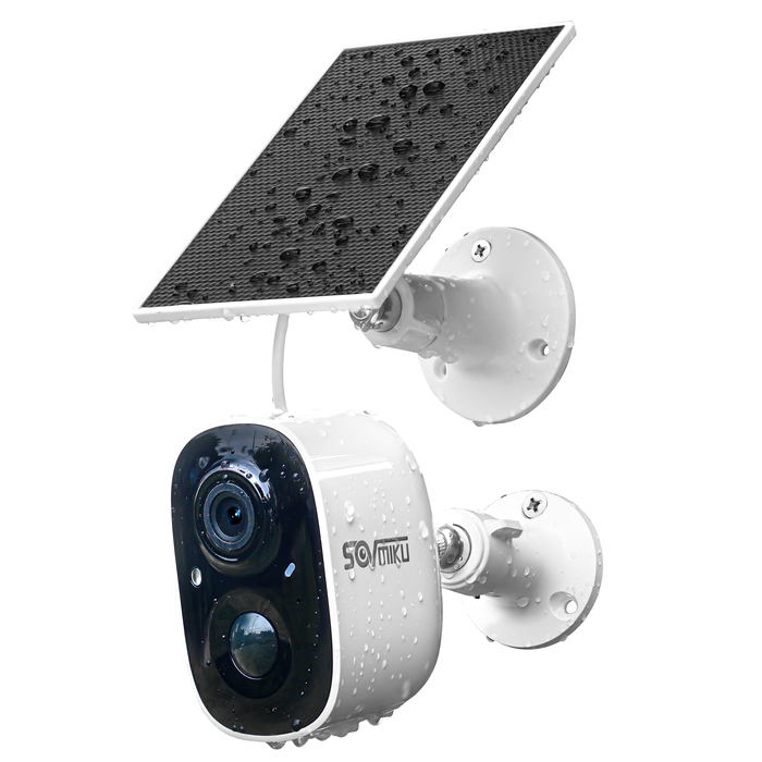Sovmiku CG6 2K Solar Security Camera Wireless Outdoor,Easy to Setup,User Friendly,Two Way Audio,Audible Flashlight Alarm,2.4GHz Wi-Fi,Color Night Vision, SD Slot,Vicohome App