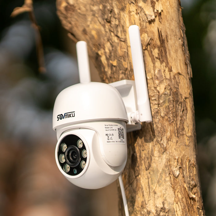 SOVMIKU CA3 AI Tracking 2K Security Camera Wireless Outdoor, 2-Years Free Cloud Storage, Two Way Audio, Easy to Setup, 360° View, Pan/Tilt, Color Night Vision, Audible Flashlight Alarm, SD Slot