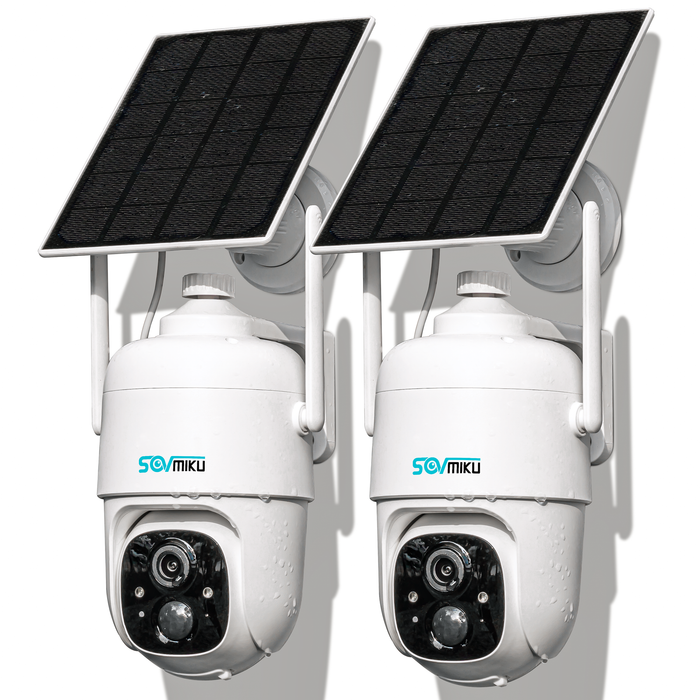 Sovmiku CQ1 AI 2K Solar Security Camera Wireless Outdoor, Battery Powered Cam, Two-Way Audio,PIR Motion Detection, Easy to Setup, Pan/Tilt 360° View,Color Night Vision,Audible Flashlight Siren,SD Slot