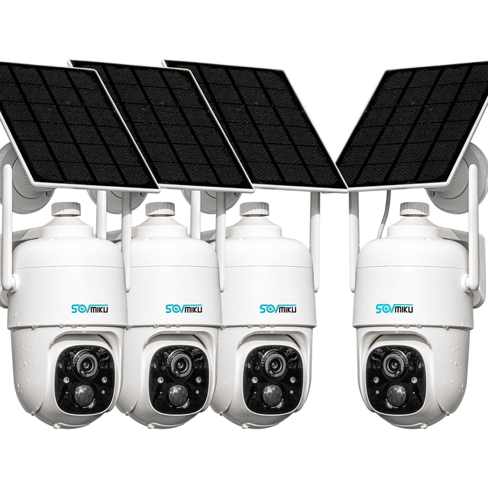 Sovmiku CQ1 AI 2K Solar Security Camera Wireless Outdoor, Battery Powered Cam, Two-Way Audio,PIR Motion Detection, Easy to Setup, Pan/Tilt 360° View,Color Night Vision,Audible Flashlight Siren,SD Slot