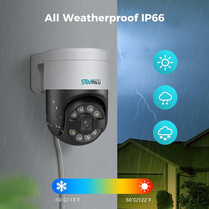 【5MP Human Detection 270°Pan 90°Tilt】SOVMIKU 4K PoE Security Camera System,AUTO Tracking,3TB HDD CCTV Wired Camera System,PTZ Home Security Cameras,Night Vision,IP66 Waterproof,2-Way Audio,7/24 Record