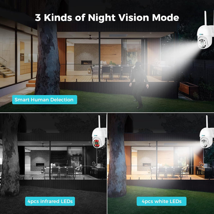 【2K,Human Detection,10" LCD Monitor】 SOVMIKU Wireless PTZ Security Camera System,Pan Tilt 4pcs,3MP Full Color Night Vision,Indoor Outdoor 360 Camera,8CH NVR,2.4G WiFi Camera,24/7 Record,2-Way Audio