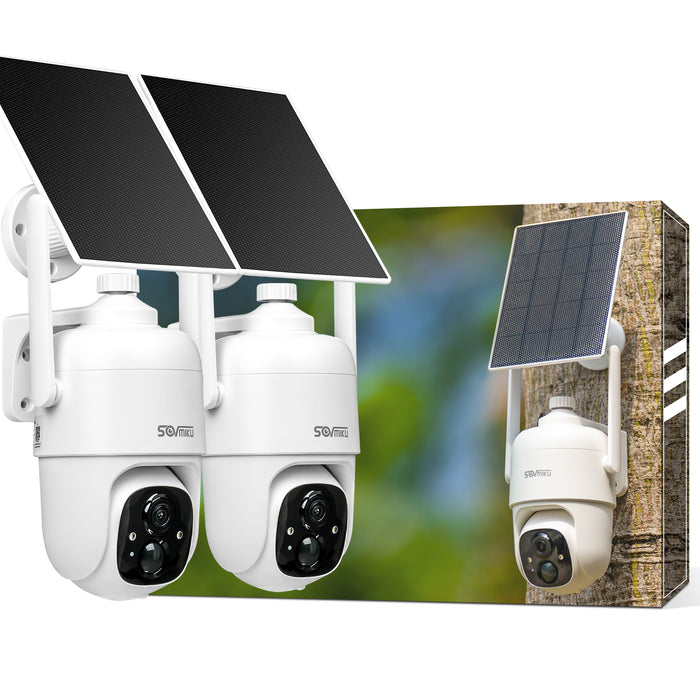 SOVMIKU CQ1 AI 2K Solar Security Camera Wireless Outdoor, Battery Powered,Two Way Audio,Motion Detection, 360° View,Easy to Setup,Color Night Vision,Audible Flashlight Siren