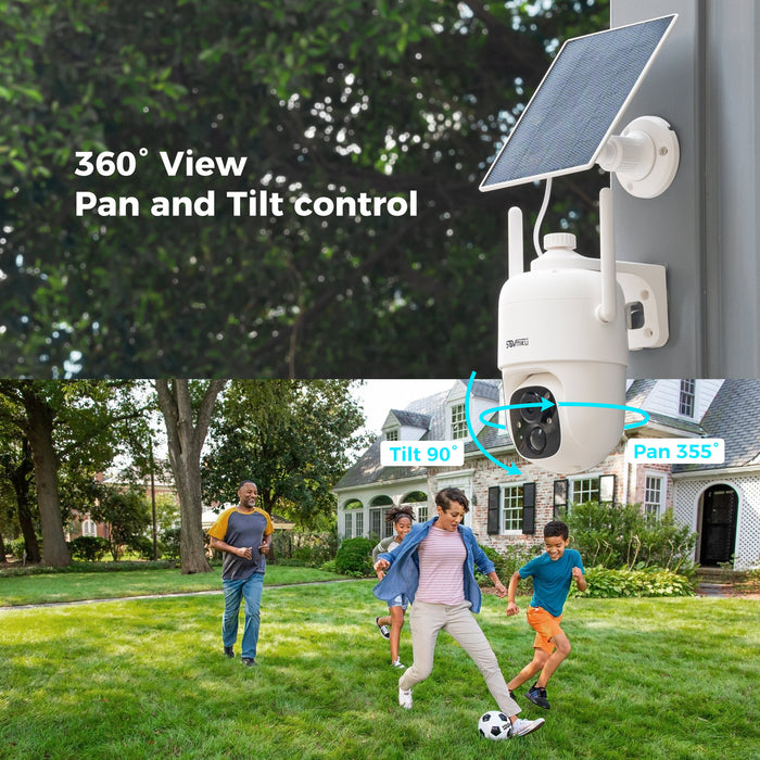 SOVMIKU CQ1 AI 2K Solar Security Camera Wireless Outdoor, Battery Powered,Two Way Audio,Motion Detection, 360° View,Easy to Setup,Color Night Vision,Audible Flashlight Siren