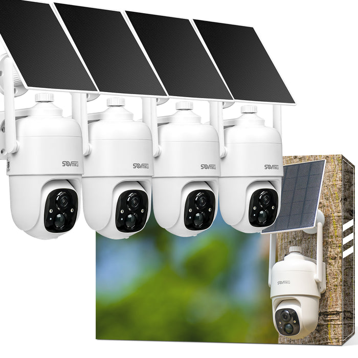 SOVMIKU CQ1 AI 2K Solar Security Camera Wireless Outdoor, Battery Powered,Two Way Audio,Motion Detection, 360° View,Easy to Setup,Color Night Vision,Audible Flashlight Siren