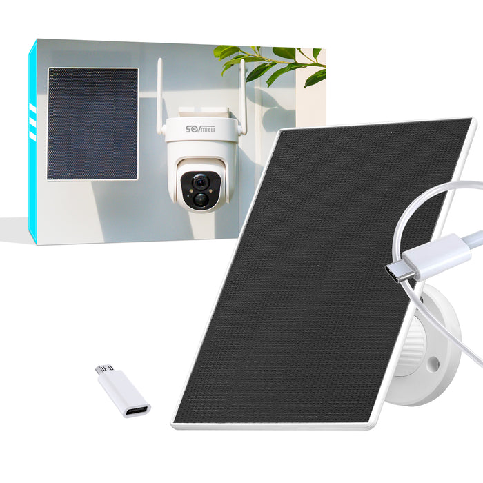 Sovmiku 5V Solar Panels for Security Cameras for Bird Feeder 23% Energy Conversion Rate,9.8Ft Cable, USB C & Micro-USB Compatible, Weather Resistant, 360° Adjustable Bracket, for Tapo Eufy Aosu .etc