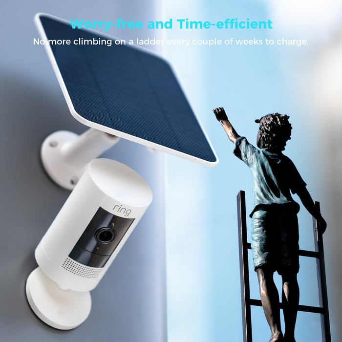 Sovmiku 5V Solar Panels for Security Cameras for Bird Feeder 23% Energy Conversion Rate,9.8Ft Cable, USB C & Micro-USB Compatible, Weather Resistant, 360° Adjustable Bracket, for Tapo Eufy Aosu .etc