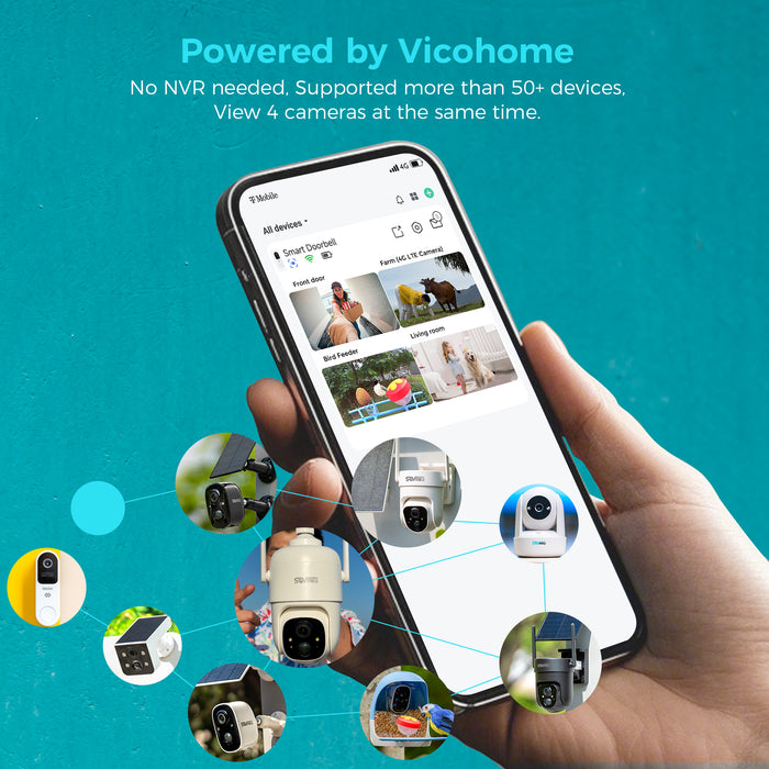 Vicohome CQ4 2K AI Solar Security Camera Wireless Outdoor,Battery Powered Cam, Color Night Vision,Two Way Audio, Motion Detection, Easy to Setup,Audible Flashlight Siren 180 Days Exchange Policy