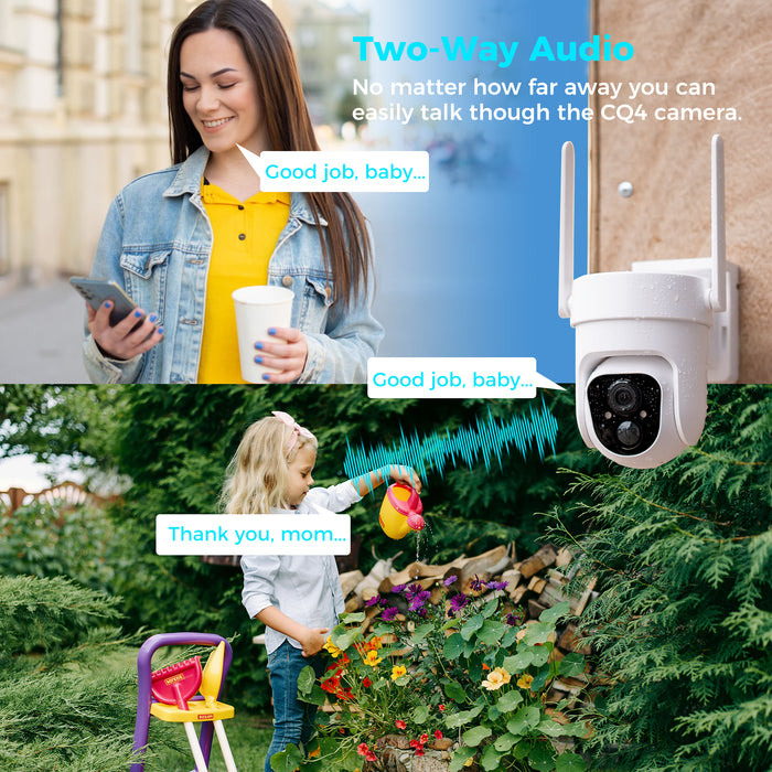 Vicohome CQ4 2K AI Solar Security Camera Wireless Outdoor,Battery Powered Cam, Color Night Vision,Two Way Audio, Motion Detection, Easy to Setup,Audible Flashlight Siren 180 Days Exchange Policy