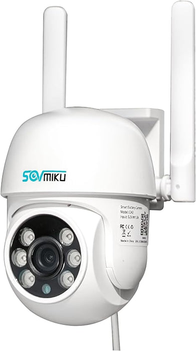 SOVMIKU CA3 AI Tracking 2K Security Camera Wireless Outdoor, 2-Years Free Cloud Storage, Two Way Audio, Easy to Setup, 360° View, Pan/Tilt, Color Night Vision, Audible Flashlight Alarm, SD Slot
