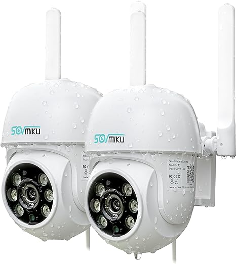 SOVMIKU CA3 AI Tracking 2K Security Camera Wireless Outdoor, 2-Years Free Cloud Storage, Two Way Audio, Easy to Setup, 360° View, Pan/Tilt, Color Night Vision, Audible Flashlight Alarm, SD Slot