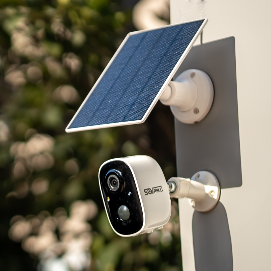Sovmiku CG6 2K Solar Security Camera Wireless Outdoor, Easy to Setup, User Friendly, Two Way Audio, Audible Flashlight Alarm, 2.4GHz Wi-Fi, Color Night Vision, SD Slot, Vicohome App