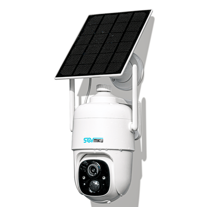 SOVMIKU CQ1 AI 2K Solar Security Camera Wireless Outdoor, Battery Powered,Two Way Audio,Motion Detection, 360° View,Easy to Setup,Color Night Vision,Audible Flashlight Siren
