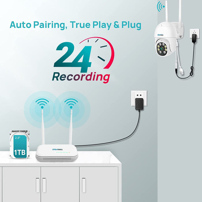 [Human Detection] WiFi PTZ Security Camera System Outdoor , 8Ch Expandable with 1TB HDD