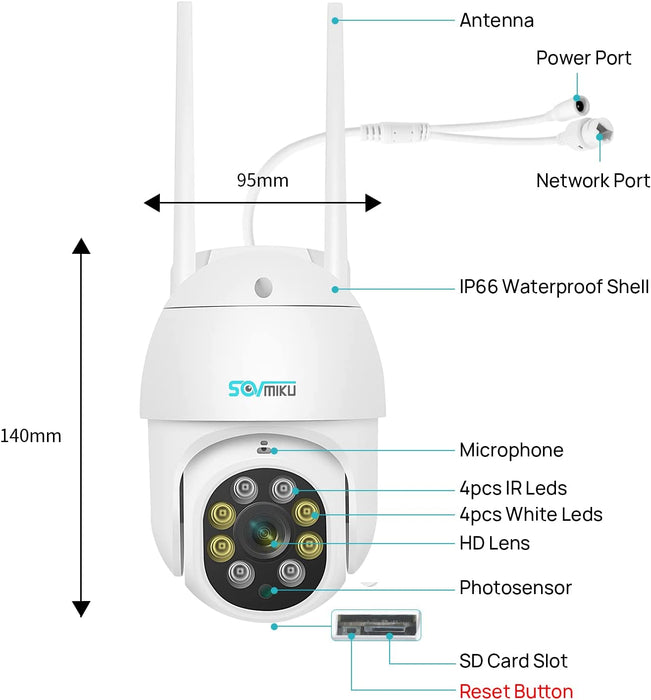 【Auto Tracking,2K】 Camera for Home Surveillance,Pan and Tilt Outdoor WiFi Security Camera ,iCSee App