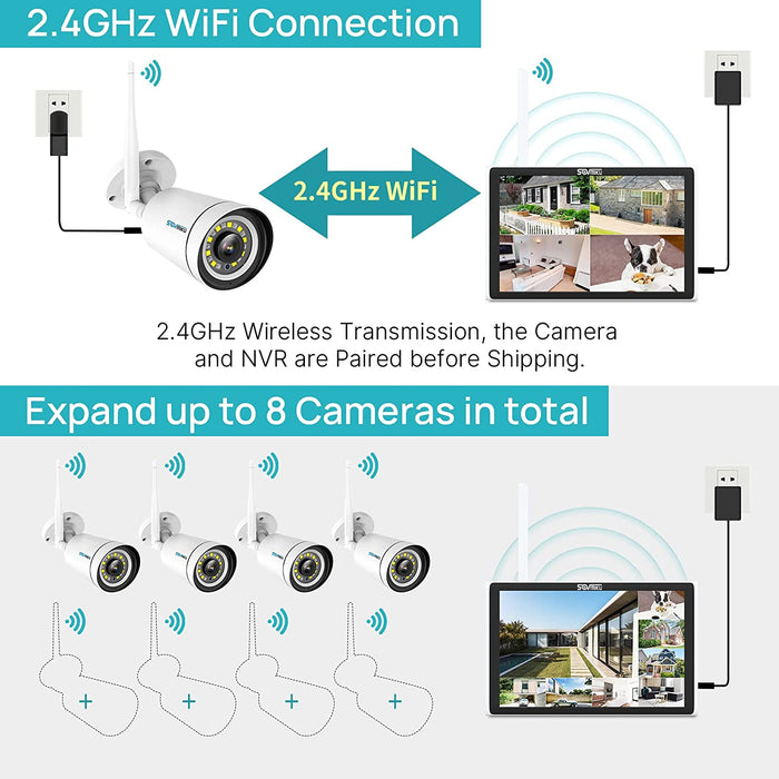 【Spotlight,10" Monitor】Wireless Security Camera System with 1TB HDD,All in One 8CH