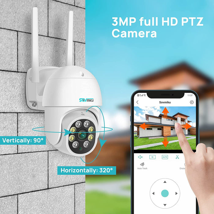 【Auto Tracking,2K】 Camera for Home Surveillance,Pan and Tilt Outdoor WiFi Security Camera ,iCSee App