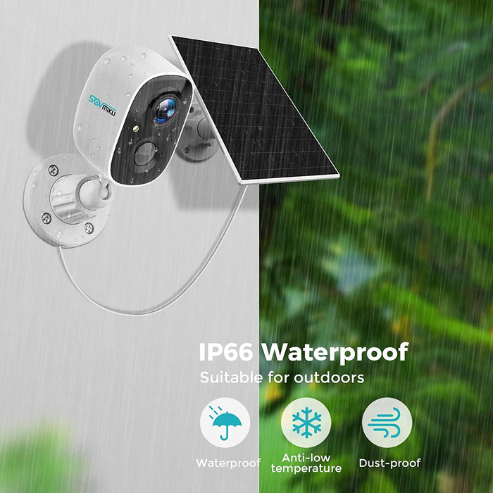 Sovmiku CG6 2K Solar Security Camera Wireless Outdoor,Easy to Setup,User Friendly,Two Way Audio,Audible Flashlight Alarm,2.4GHz Wi-Fi,Color Night Vision, SD Slot,Vicohome App