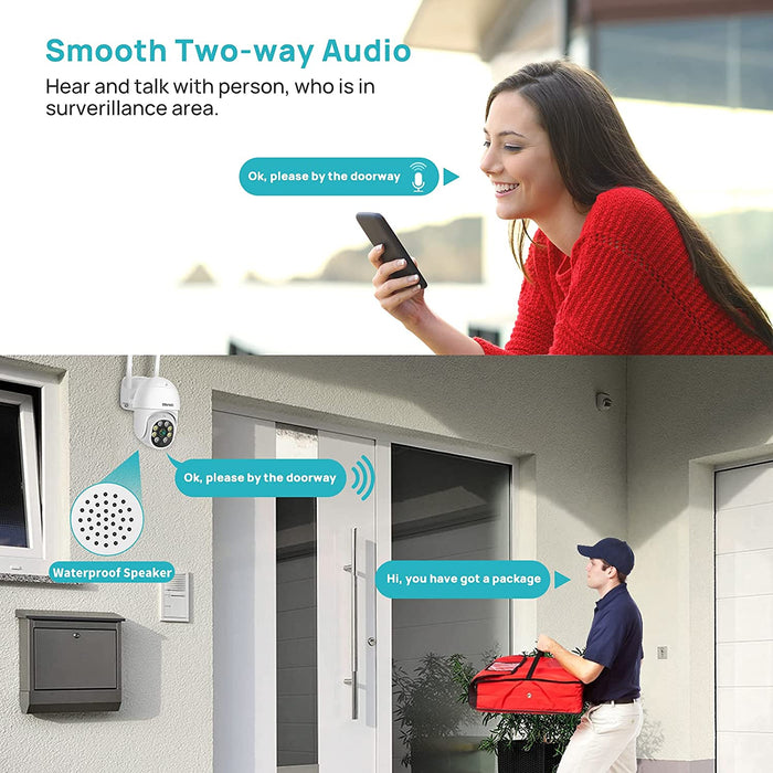 【Auto Tracking,2K】 Camera for Home Surveillance,Pan and Tilt Outdoor WiFi Security Camera ,iCSee App