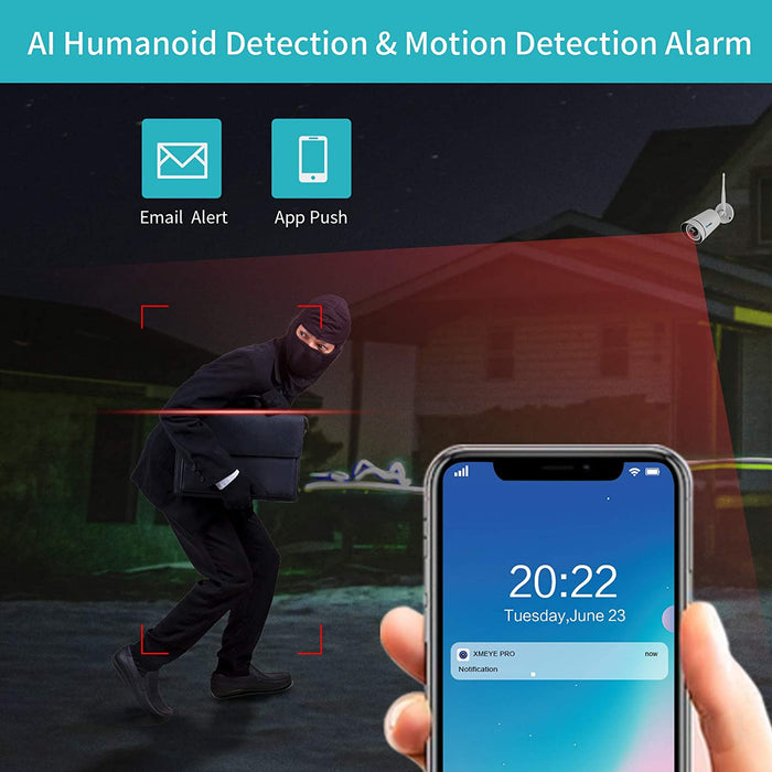 WiFi Security Camera System Face Detection 3MP Two Way Audio 8Channel NVR,  with 500GB Hard Drive