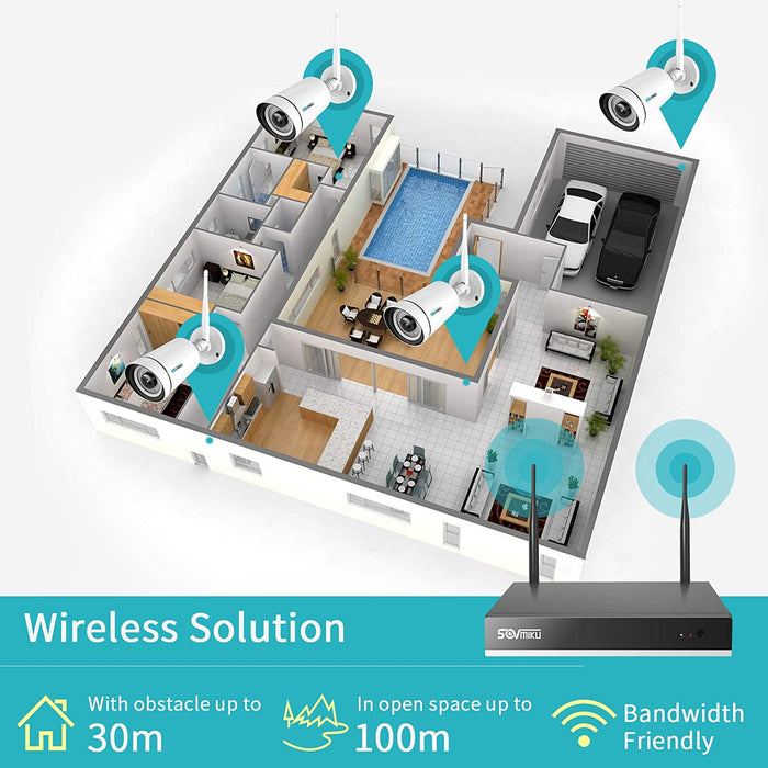 WiFi Security Camera System Face Detection 3MP Two Way Audio 8Channel NVR,  with 500GB Hard Drive