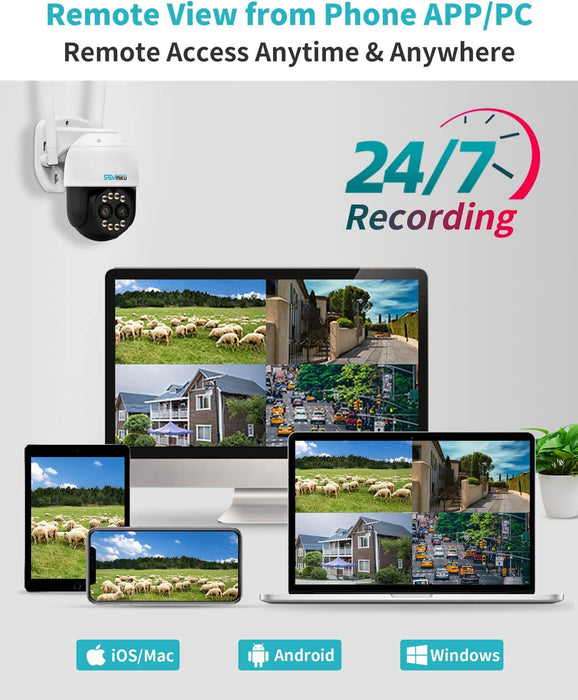 8X Hybrid Zoom Auto Tracking Pan/Tilt 360° View 4MP WiFi PTZ Security Camera