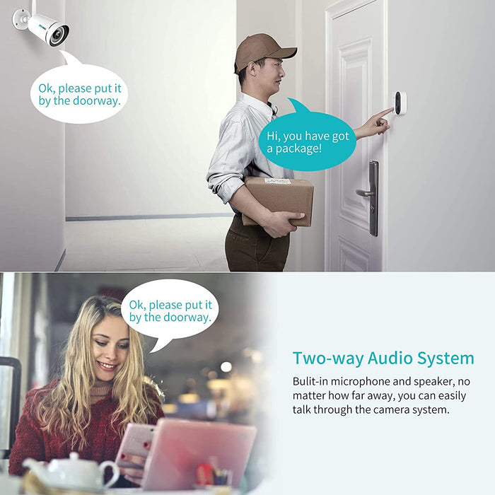 WiFi Security Camera System Face Detection 3MP Two Way Audio 8Channel NVR,  with 500GB Hard Drive