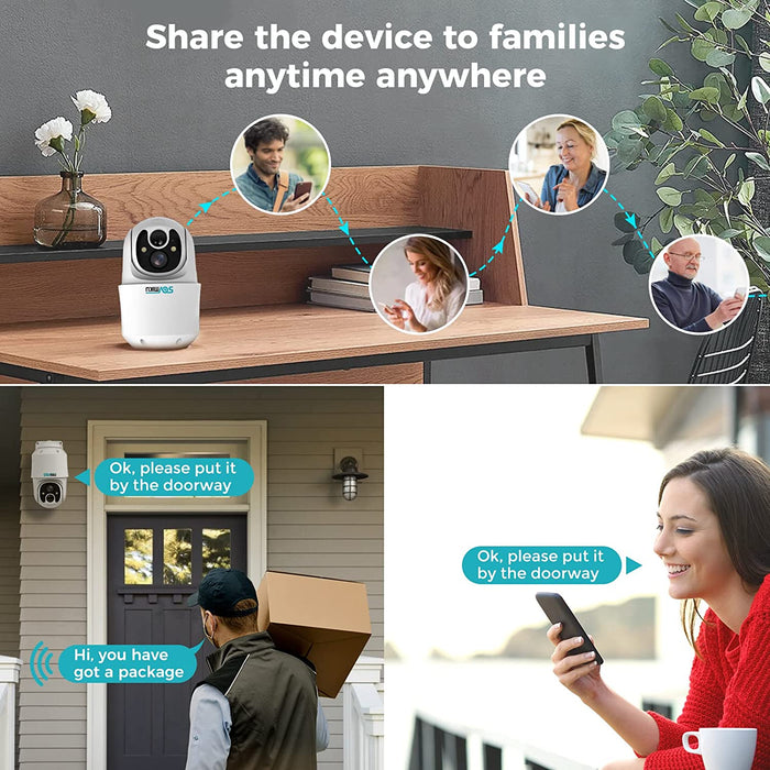 CQ1A 2K Solar Security Camera Outdoor,360° View Pan & Tilt,Easy to Setup,Night Vision,Audible Flashlight Alarm, Human Alert,Vicohome App