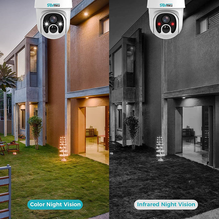 CQ1A 2K Solar Security Camera Outdoor,360° View Pan & Tilt,Easy to Setup,Night Vision,Audible Flashlight Alarm, Human Alert,Vicohome App