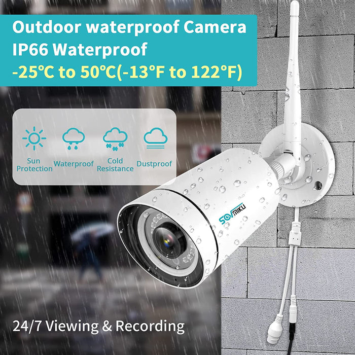 WiFi Security Camera System Face Detection 3MP Two Way Audio 8Channel NVR,  with 500GB Hard Drive